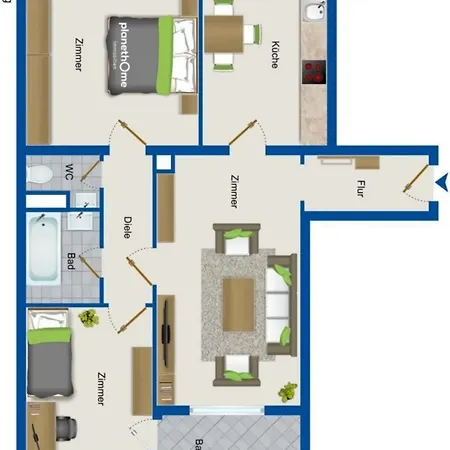 Familienfreundliche Geraeumige Design-wohnung Mit Balkon Im Zentrum - Apolonialiving Karlsruhe